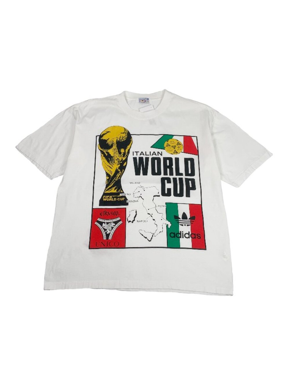 Vintage Adidas World Cup Italia 90 Trophy Tee L
